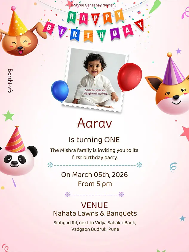 Birthday party invitations with photo and creative themes
