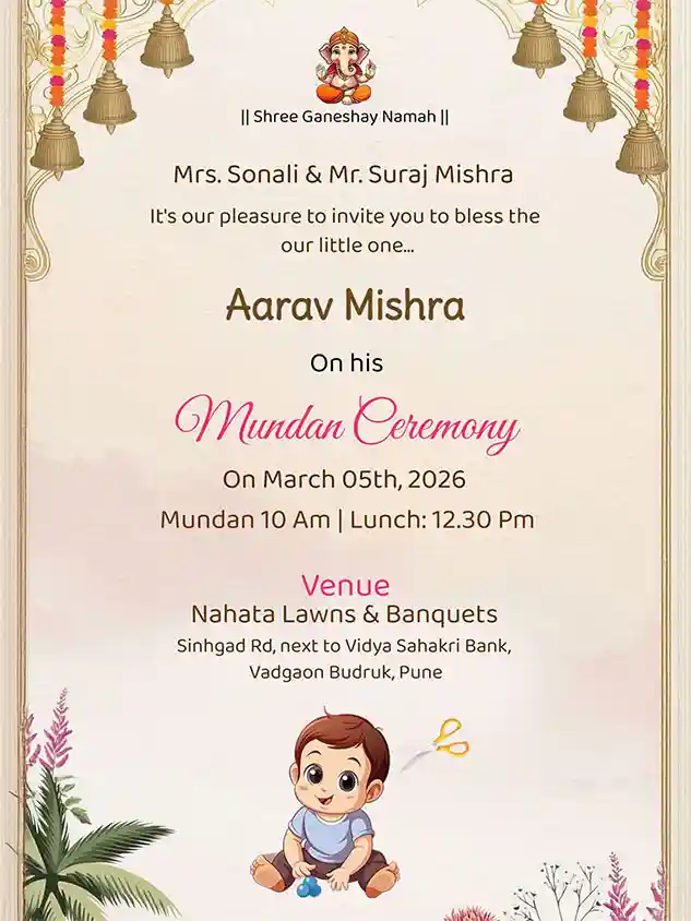Mundan Ceremony Invitation Card Design