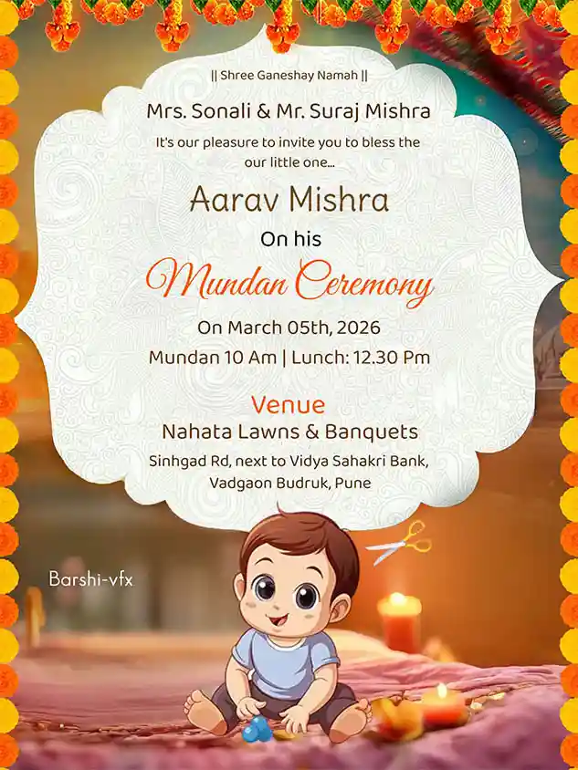Traditional Mundan Ceremony Invitation